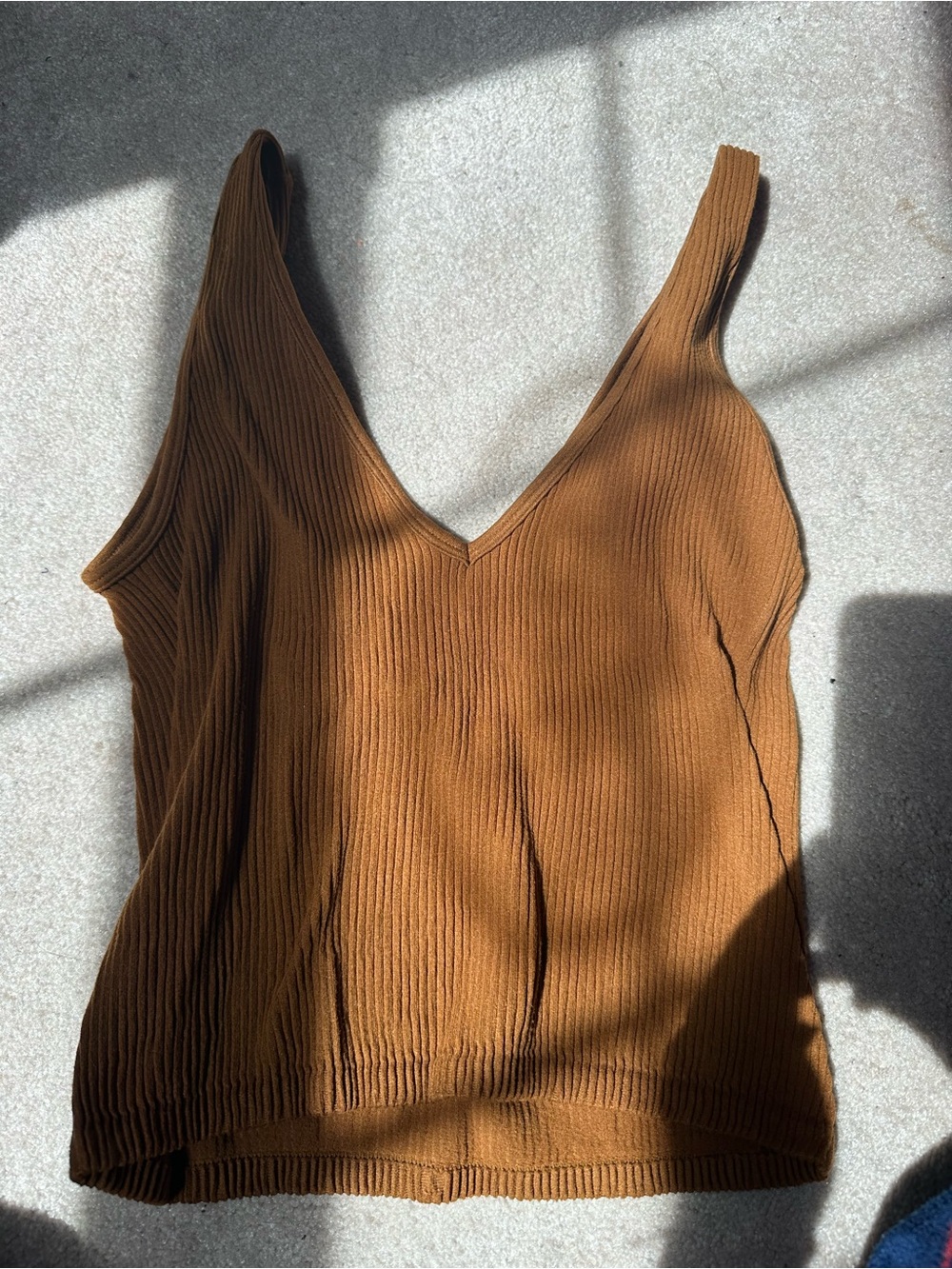 Forever 21 Ribbed V-Neck Tank Top - Brown
